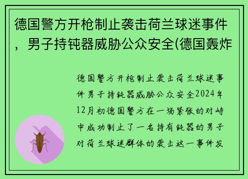 德国警方开枪制止袭击荷兰球迷事件，男子持钝器威胁公众安全(德国轰炸荷兰)